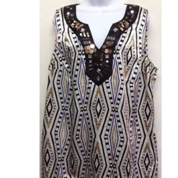 Lane Bryant Tops - Lane Bryant Sleeveless V Neck Embellished Jeweled